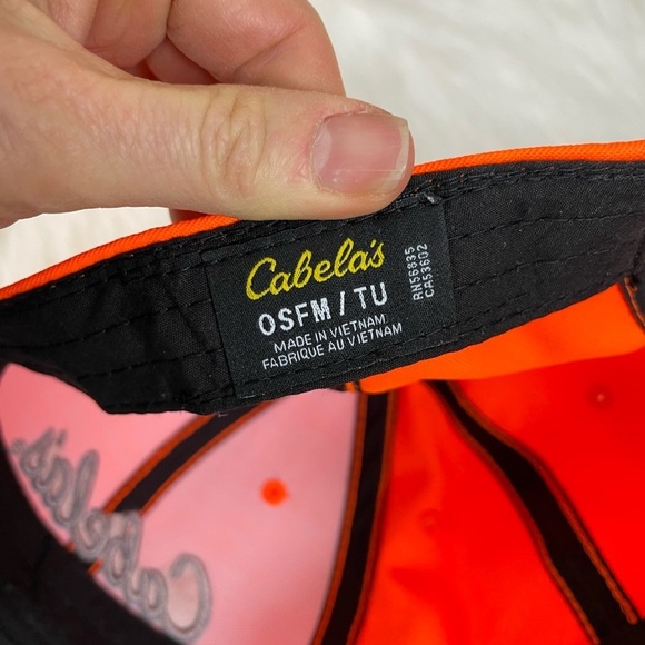 Cabela's high viz Velcro back Orange Cap with flag - Picture 7 of 8